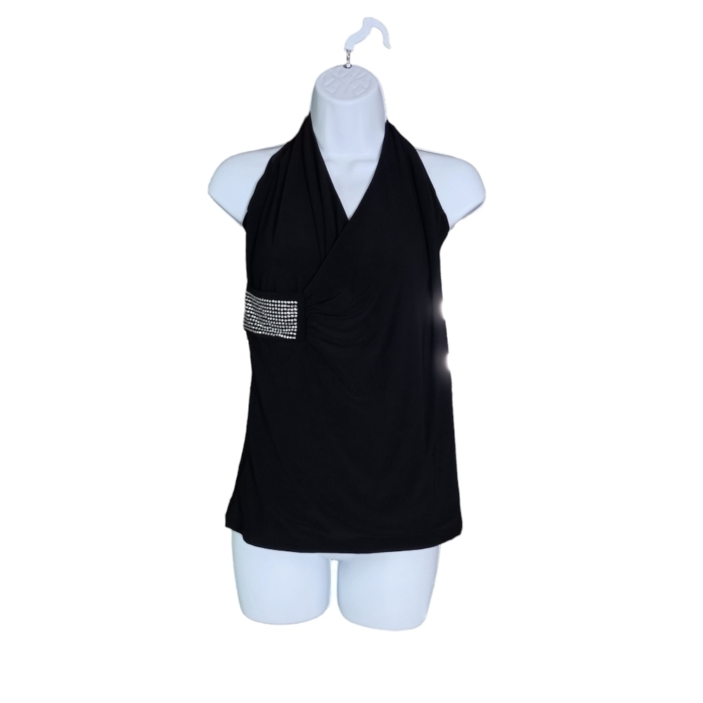 Torrid Black Halter Blouse with Silver Detail